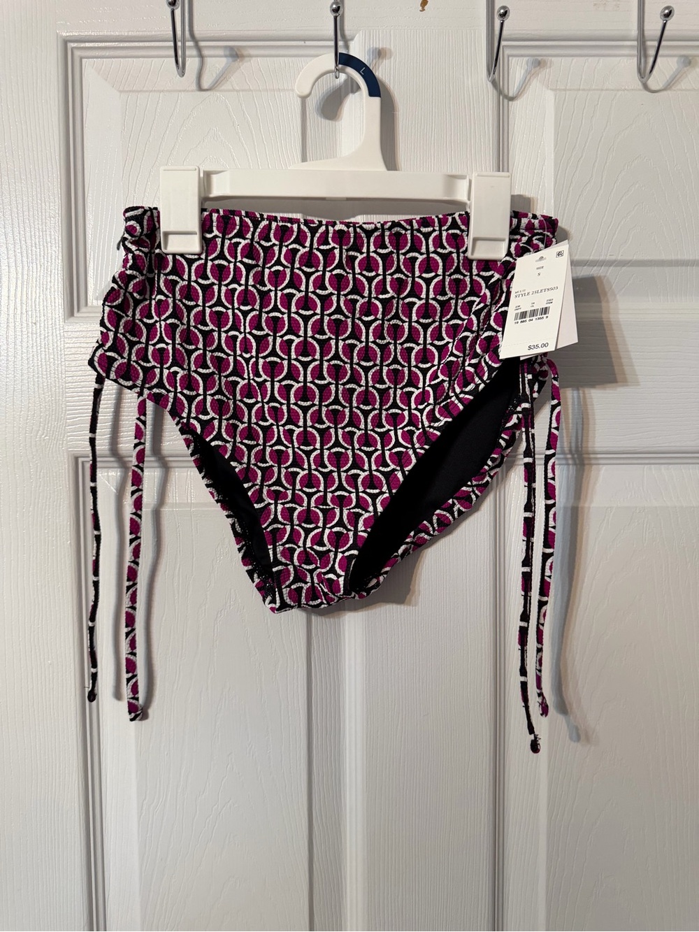 Lands' End Women's Multi-Color Geometric Bikini Bottoms - Black & Magenta